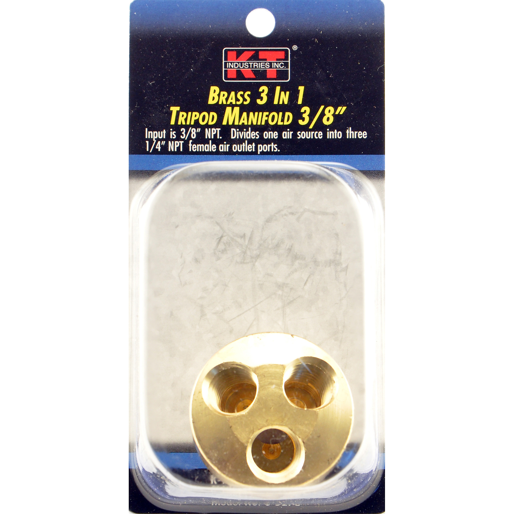 K-T Industries 3-in-1 Manifold Tripod — 3/8in. NPT Input, 1/4in. NPT Outlets, Model# 6-5276